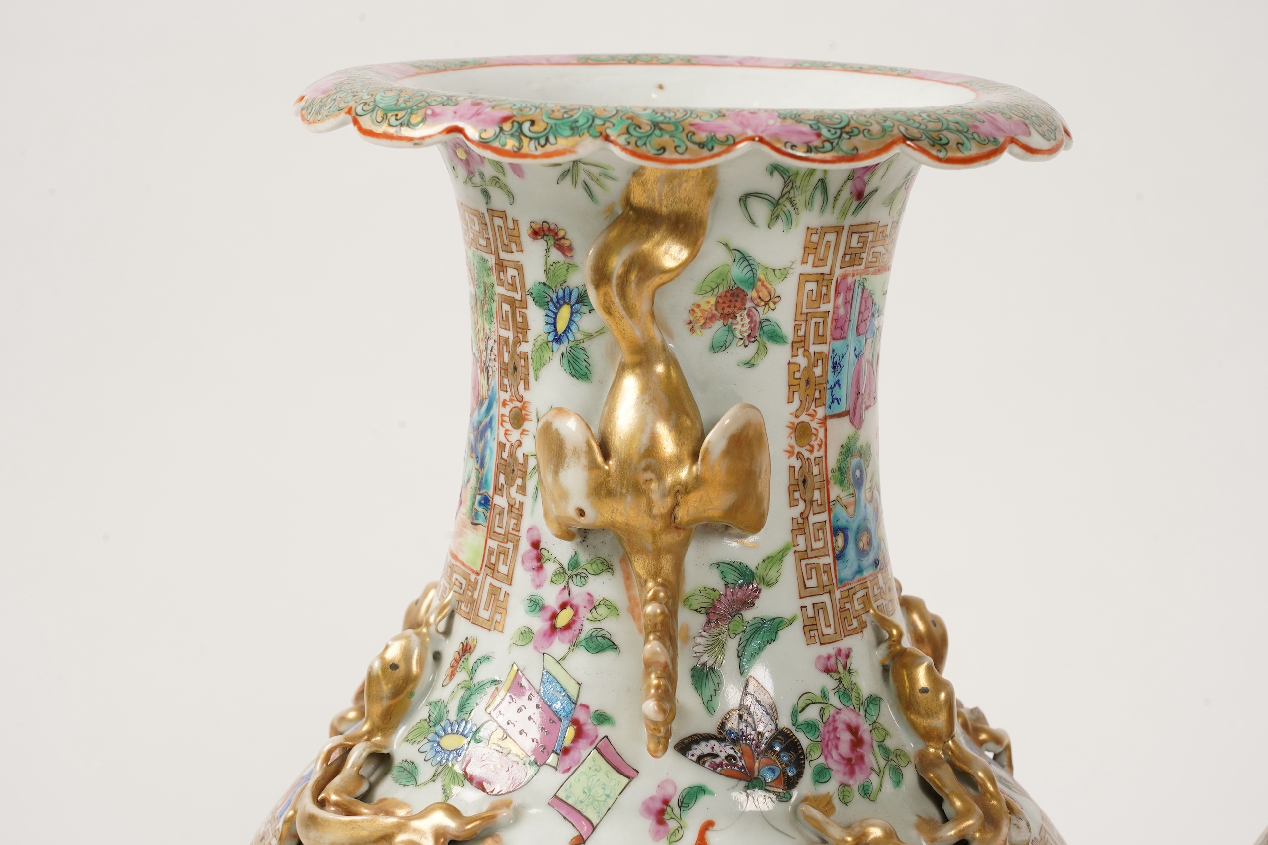 A pair of Chinese famille rose vases, Daoguang period, c.1830